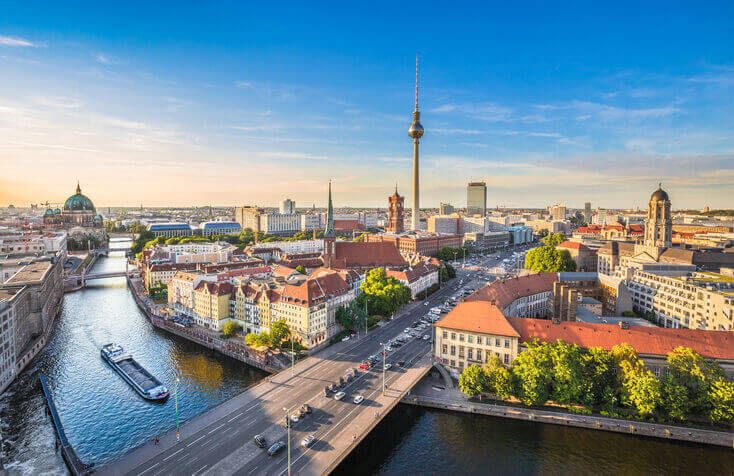 View on Berlin with the river Spree in front