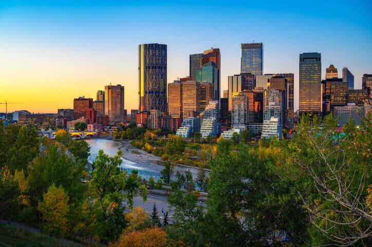 View of a city with high risers in Canada