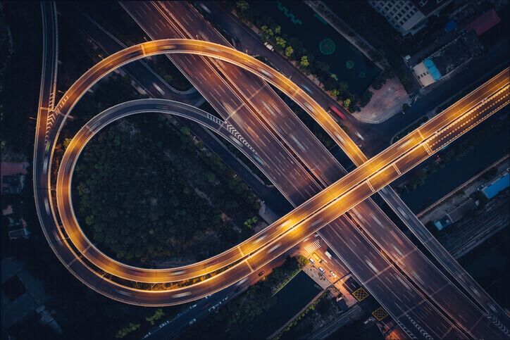 Bridge traffic at night