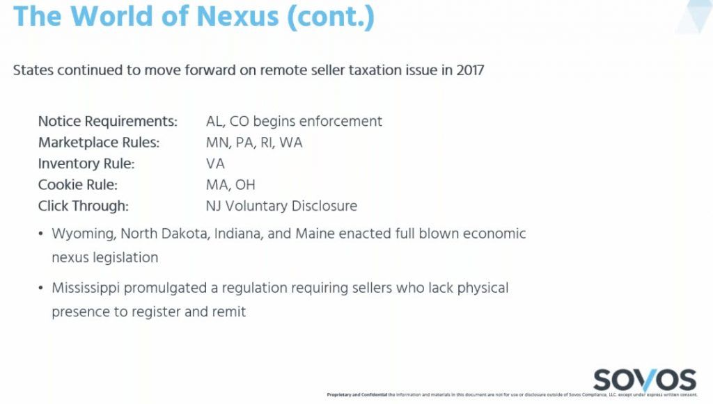Remote seller nexus - Sovos slide