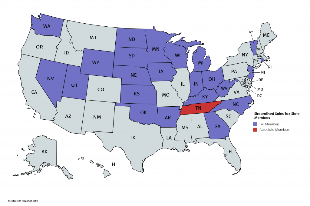 Streamlined Sales Tax Member States Map