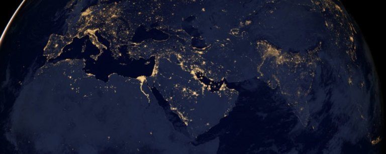 Satellite map of European cities night