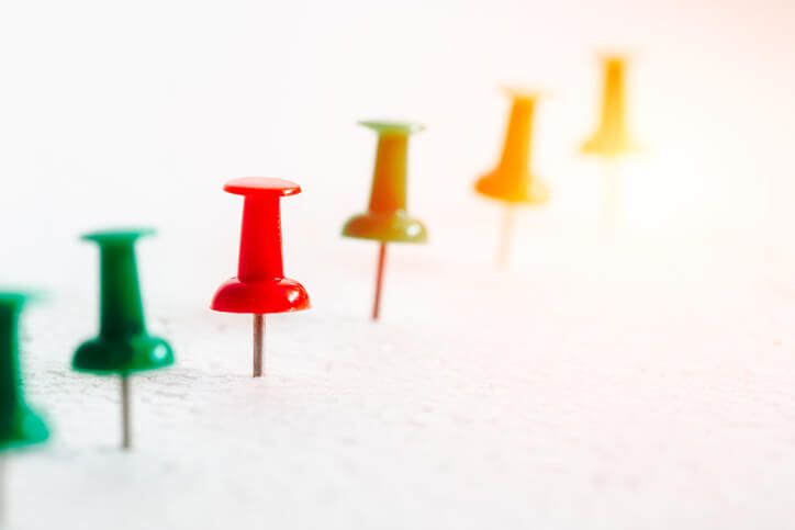 colorful stick pins indicating a timeline