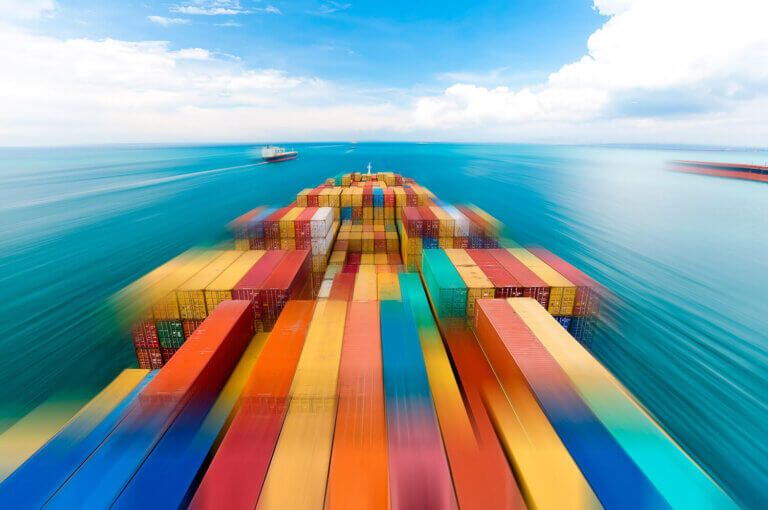 blurred containers on a ship