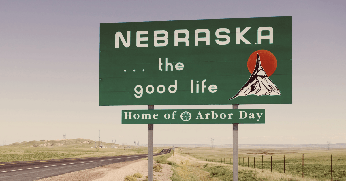 Nebraska state welcome sign